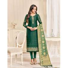 Green Straight Indian Party Wear Churidar Suit