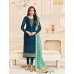 Teal Blue Straight Indian Party Wear Churidar Suit