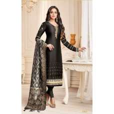 Black Straight Indian Party Wear Churidar Suit