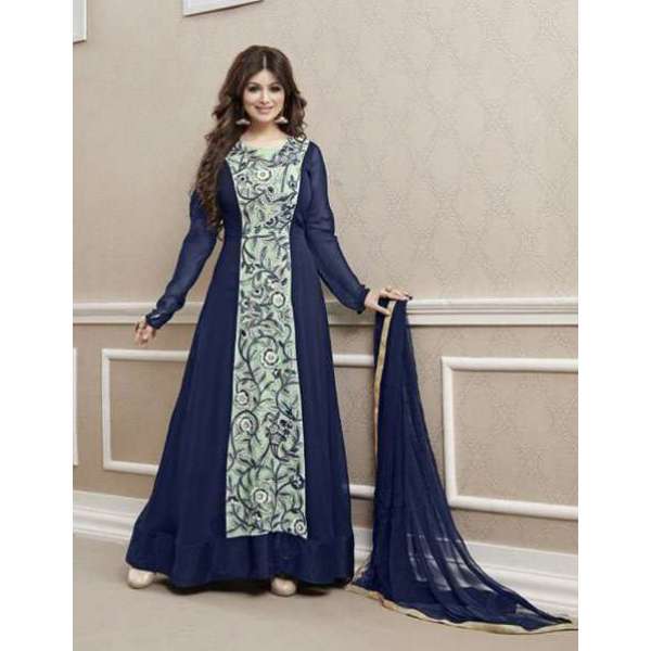 Blue Party Anarkali Frock Bollywood Gown