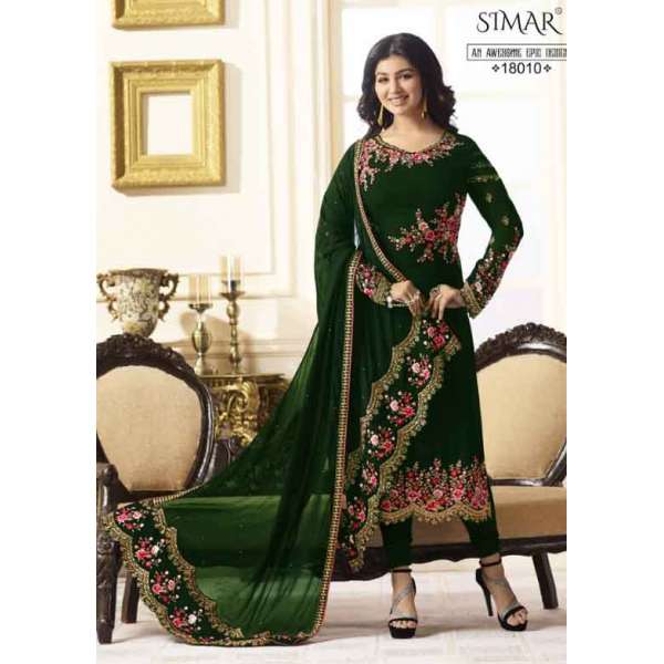 GREEN SIMAR REENAZ AYESHA TAKIA PARTY WEAR ELEGANT SALWAR SUIT 