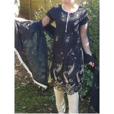 BLACK INDIAN PAKISTANI DESIGNER READY MADE SUIT