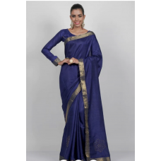 Navy Blue Gold Georgette Designer Saree