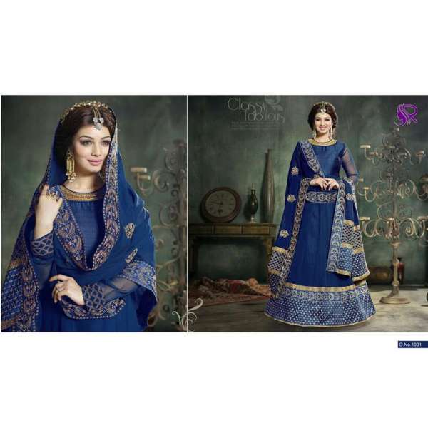 U1001 SNORKEL BLUE AYESHA TAKIA ANARKALI STYLE SALWAR KAMEEZ