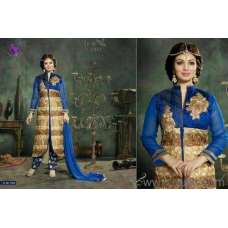 U1004 BLUE AND GOLD AYESHA TAKIA ANARKALI STYLE SALWAR KAMEEZ SUIT