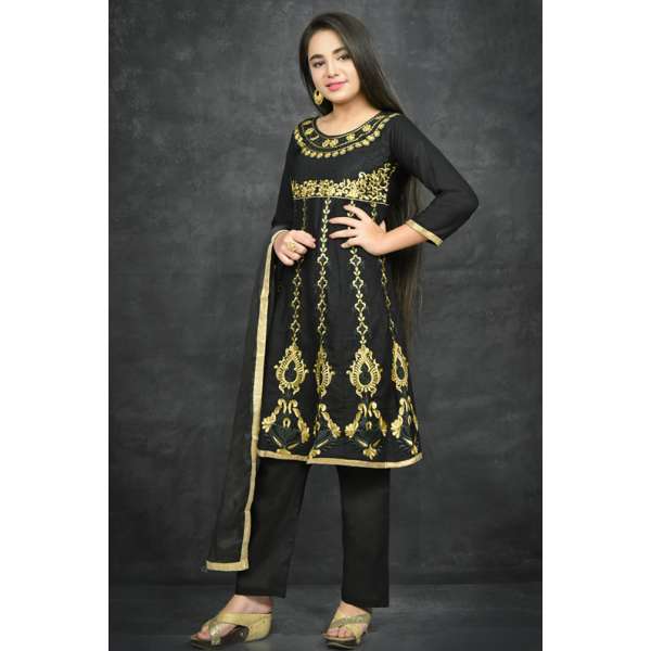 Black Indian Ethnic Girls Salwar Kameez
