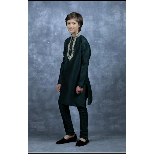 GREEN PAKSITANI BOYS EID KURTA SHALWAR