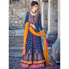 Blue & Pink Indian Designer Anarkali Maxi Gown