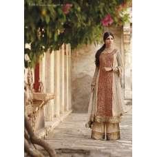 Beige & Maroon Designer Wedding Wear Palazzo Dress