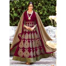 MAROON FLORAL WINTER WEDDING GOWN