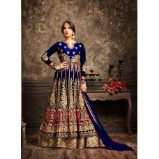 Sailor Blue and Gold Wedding Wear Bridal Gown Anarkali Long Indian Dress