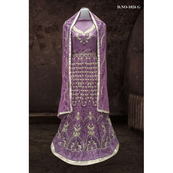 PURPLE BOLLYWOOD DESIGNER WEDDING AND BRIDAL ETHNIC LEHENGA  (FREE STITCHING)