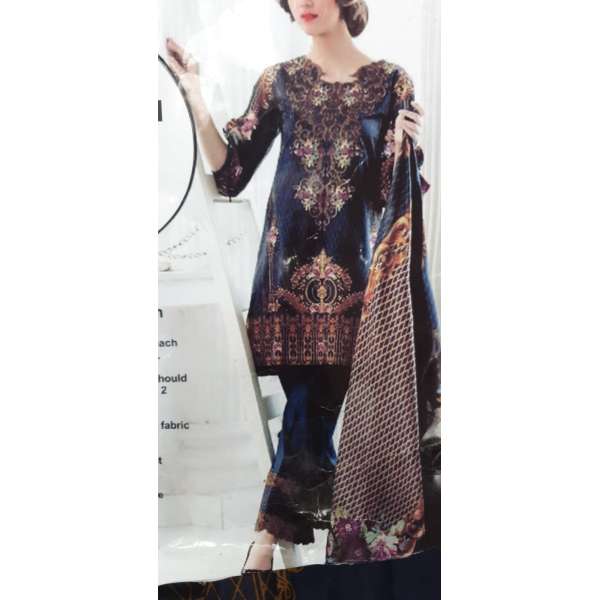 NAVY BLUE PAKISTANI DESIGNER EMBROIDERED READYMADE SUIT