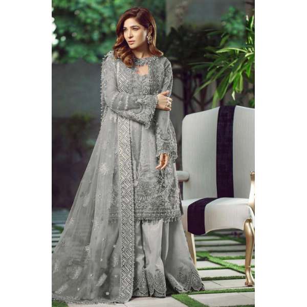 Grey Pakistani Designer Lehenga Choli Dress