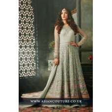 Nile Green Indian Party Wear Asian Anarkali Wedding Bridal Gown Dress