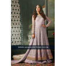 Lime Purple Indian Party Wear Asian Anarkali Wedding Bridal Gown Dress