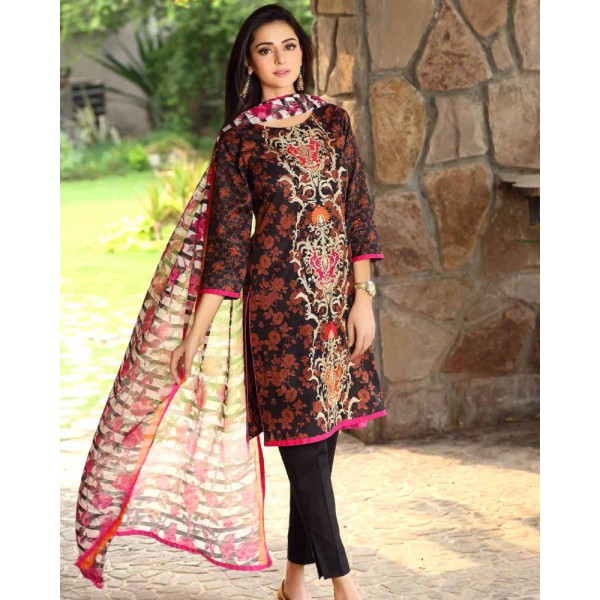 Black Charizma Pakistani Embroidered Readymade Suit