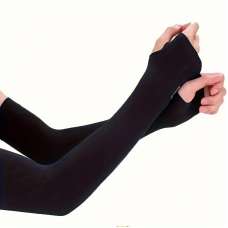 Black/White UV Protective Arm Sleeves, Long Elastic Sunscreen Compression Sleeves, Summer Outdoor Sport Arm Cover For Hiking, Travel