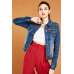 Blue Denim Womens Jacket Designer Wear 