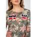 Olive Green Printed Jersey Knit Dress Designer Outfit 