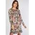Olive Green Printed Jersey Knit Dress Designer Outfit 