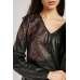 Black Floral Printed Leather Party Outfit
