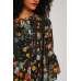 Girls’ Black Floral Printed Tea Chiffon Dress