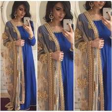 BLUE ANARKALI DRESS WITH EMBROIDERED DUPATTA 