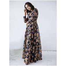BLUE HEAVY EMBROIDERED FLOOR LENGTH READY MADE GOWN
