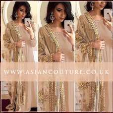 PEACH ANARKALI DRESS WITH EMBROIDERED DUPATTA 