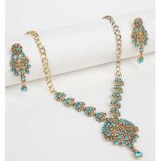Aqua Blue Party Wear Jewellery Necklace Earring Set