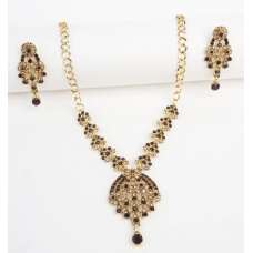 Purple Bollywood Style Necklace Earring Jewellery Set