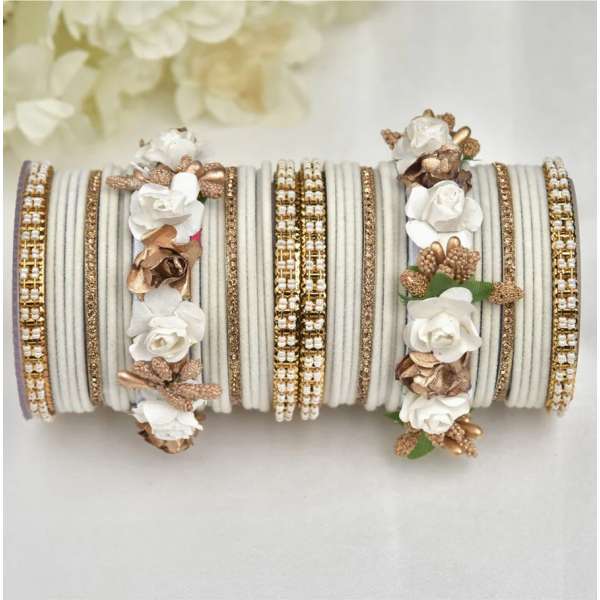 Beautifully Designed White Embedded Bangle