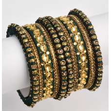 Dark Green Gold Indian Kundan Bangle