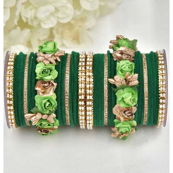 Green Gold Artificial Indian Bangle