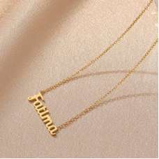 Fatima Arabic Nameplate Stainless Steel Golden Fatima Necklace, Personalised Festival Jewellery Gifts For Women