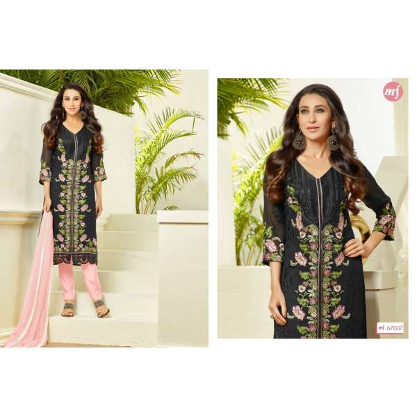Black Pink Embroidered Suit Indian Designer Salwar Kameez