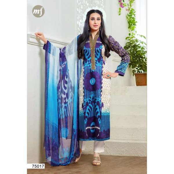 Blue Printed Salwar Suit Pakistani Designer Dress