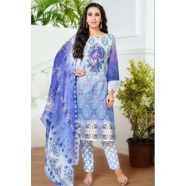 P7003 SERENITY BLUE KARISHMA KAPOOR PASHMINA DESIGNER SUIT