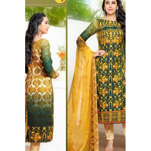 P7009 DARK GREEN KARISHMA KAPOOR PASHMINA DESIGNER SUIT
