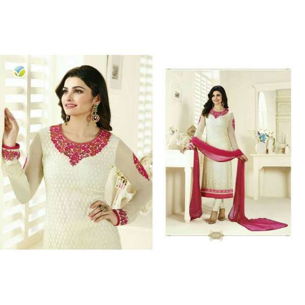 Cream Pink Straight Cut Dress Party Suit Designer Wear