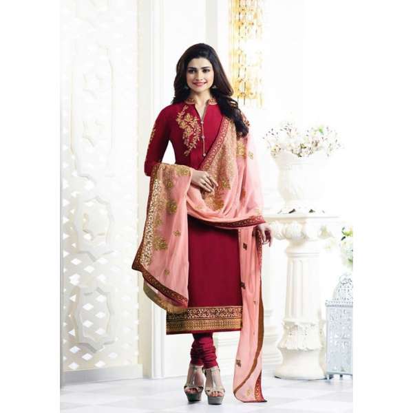 MAROON KASEESH MAHARANI STRAIGHT CUT PRACHI SUIT 