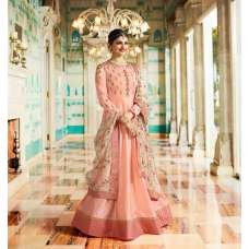 Peach Bridal Gown Long Length Sequin Party Dress