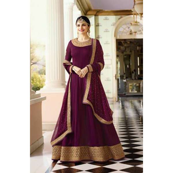 Plum Elegant Gown Indian Wedding Anarkali Suit