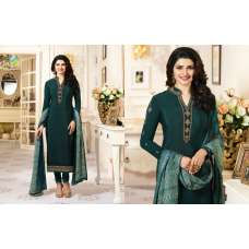 Teal Crepe Semi-Stitched Indian Suit