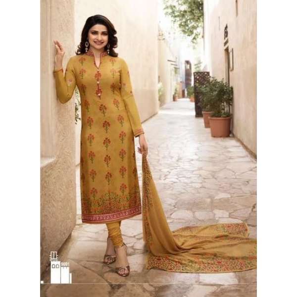 Mustard Yellow Embroidered Suit Pakistani Designer Dress
