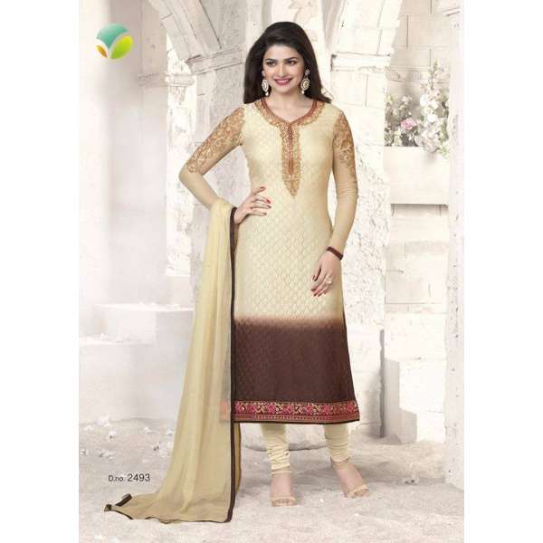 Beige Indian Designer Salwar Suit Ethnic Wedding Dress