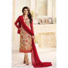 6362 RED AND BEIGE KASEESH VICTORIA PARTY WEAR STRAIGHT CHURIDAR SALWAR KAMEEZ 