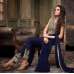Navy Blue Party Wear Semi Stitched Velvet Suit