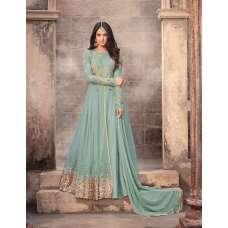 Turquoise Net Anarkali Gown Latest Indian Designer Wear